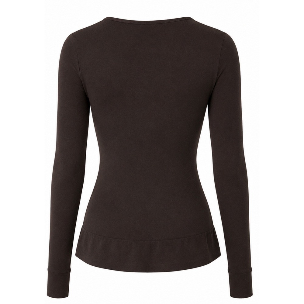 Spanx Long Sleeve Crew Top Womens 1X Bittersweet Brown Compression 977 NWT - Picture 2 of 10